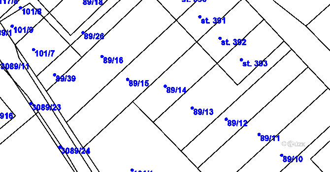 Parcela st. 89/14 v KÚ Rudoltice u Lanškrouna, Katastrální mapa