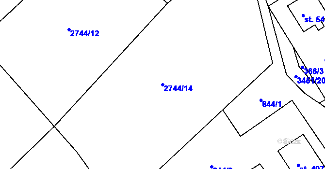 Parcela st. 2744/14 v KÚ Rudoltice u Lanškrouna, Katastrální mapa