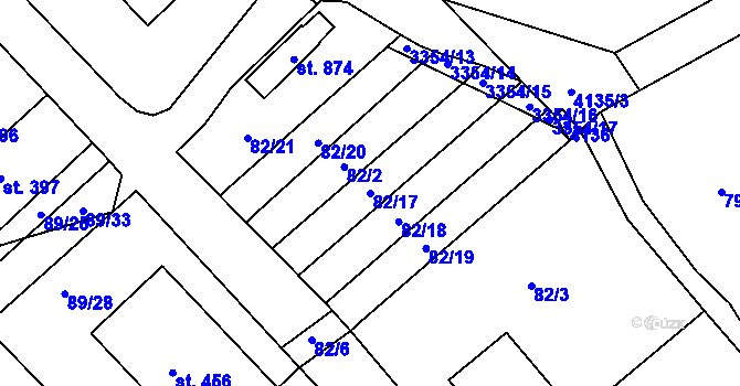 Parcela st. 82/17 v KÚ Rudoltice u Lanškrouna, Katastrální mapa