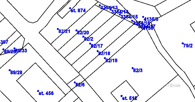 Parcela st. 82/18 v KÚ Rudoltice u Lanškrouna, Katastrální mapa