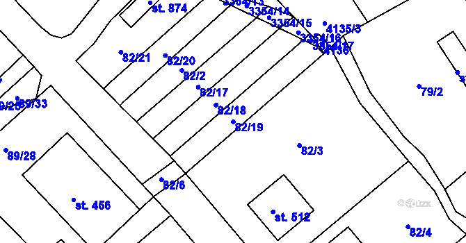 Parcela st. 82/19 v KÚ Rudoltice u Lanškrouna, Katastrální mapa