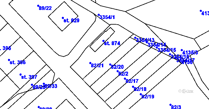 Parcela st. 82/21 v KÚ Rudoltice u Lanškrouna, Katastrální mapa