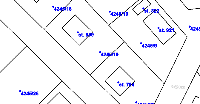 Parcela st. 4245/19 v KÚ Rudoltice u Lanškrouna, Katastrální mapa