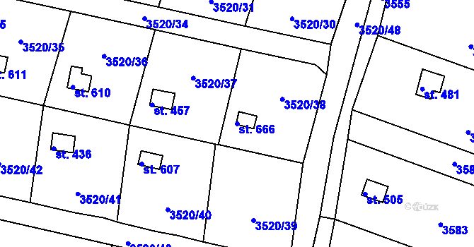 Parcela st. 666 v KÚ Rudoltice u Lanškrouna, Katastrální mapa