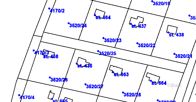 Parcela st. 3520/25 v KÚ Rudoltice u Lanškrouna, Katastrální mapa