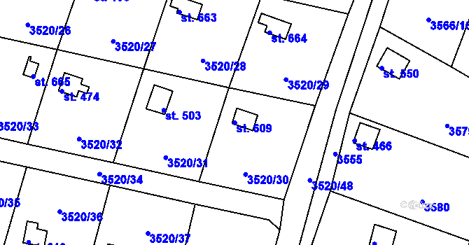Parcela st. 609 v KÚ Rudoltice u Lanškrouna, Katastrální mapa