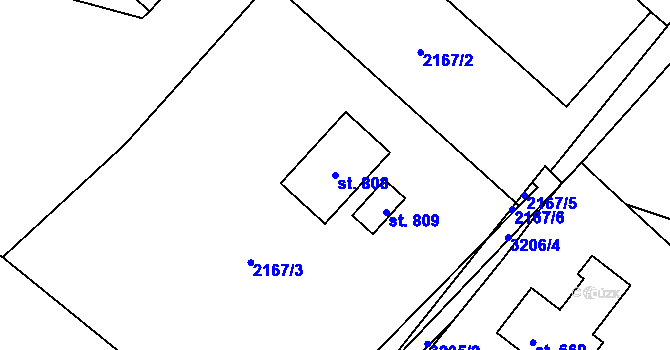 Parcela st. 808 v KÚ Rudoltice u Lanškrouna, Katastrální mapa