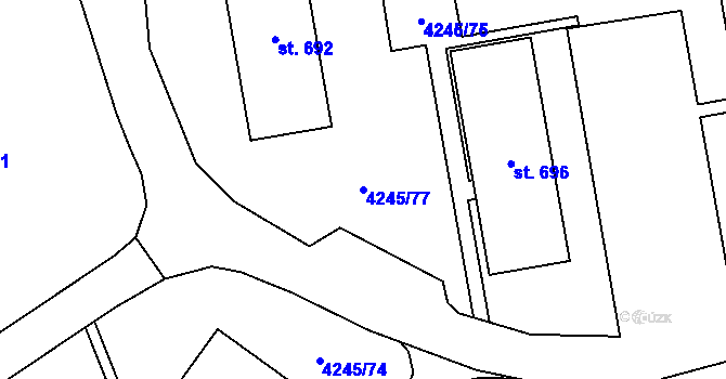 Parcela st. 4245/77 v KÚ Rudoltice u Lanškrouna, Katastrální mapa