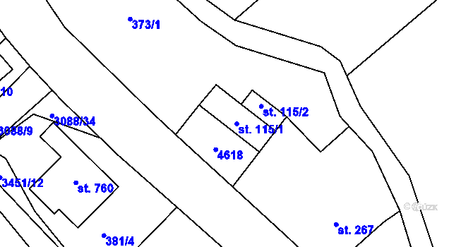 Parcela st. 115/1 v KÚ Rudoltice u Lanškrouna, Katastrální mapa
