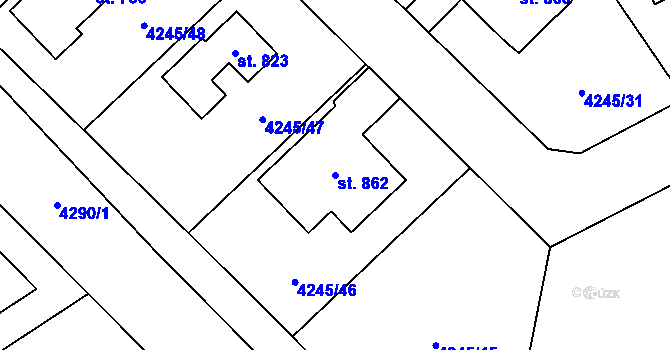 Parcela st. 862 v KÚ Rudoltice u Lanškrouna, Katastrální mapa