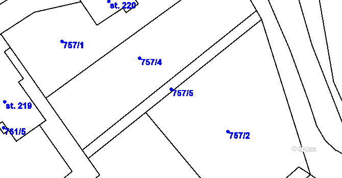 Parcela st. 757/5 v KÚ Rudoltice u Lanškrouna, Katastrální mapa