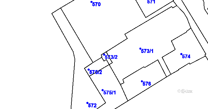 Parcela st. 573/2 v KÚ Rumburk, Katastrální mapa