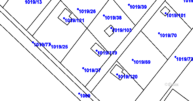 Parcela st. 1019/119 v KÚ Rumburk, Katastrální mapa