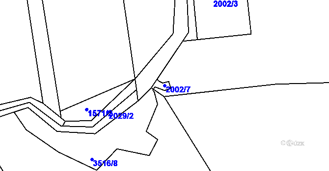 Parcela st. 2002/7 v KÚ Rumburk, Katastrální mapa