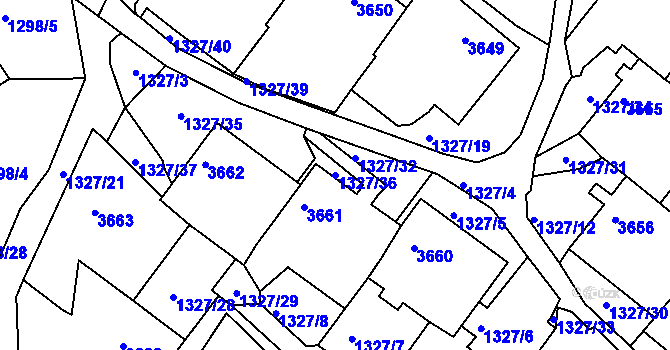 Parcela st. 1327/36 v KÚ Rumburk, Katastrální mapa