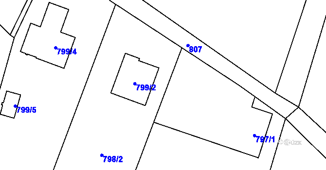 Parcela st. 797/2 v KÚ Rumburk, Katastrální mapa