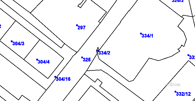 Parcela st. 334/2 v KÚ Rumburk, Katastrální mapa