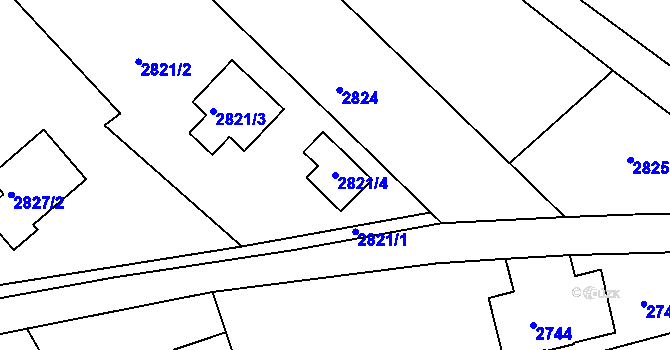 Parcela st. 2821/4 v KÚ Rumburk, Katastrální mapa