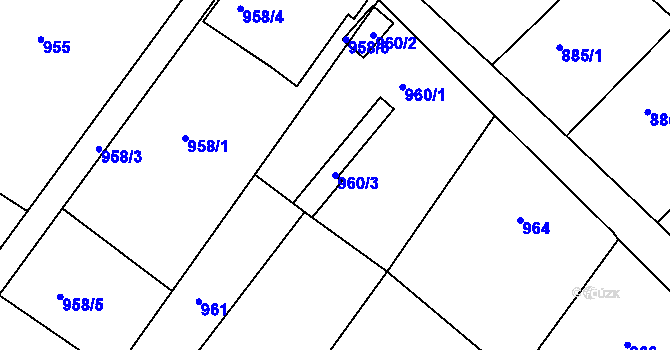Parcela st. 960/3 v KÚ Rumburk, Katastrální mapa