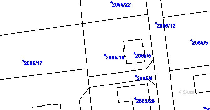 Parcela st. 2065/19 v KÚ Rumburk, Katastrální mapa