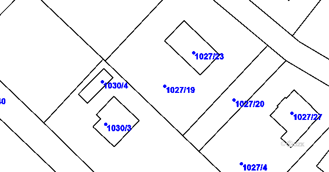 Parcela st. 1027/19 v KÚ Rumburk, Katastrální mapa
