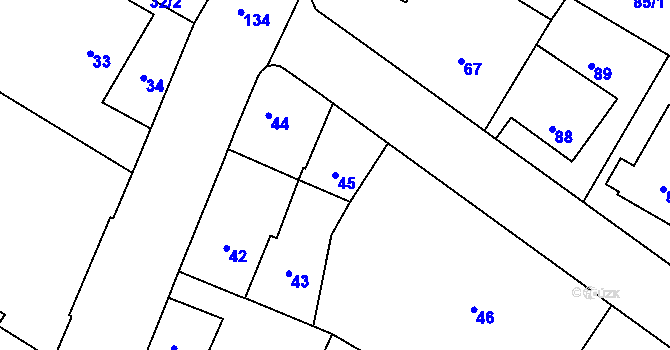 Parcela st. 45 v KÚ Rumburk, Katastrální mapa