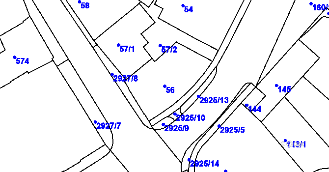 Parcela st. 56 v KÚ Rumburk, Katastrální mapa