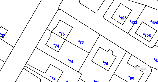 Parcela st. 77 v KÚ Rumburk, Katastrální mapa