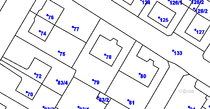 Parcela st. 78 v KÚ Rumburk, Katastrální mapa