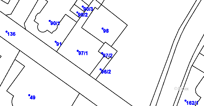 Parcela st. 97/2 v KÚ Rumburk, Katastrální mapa