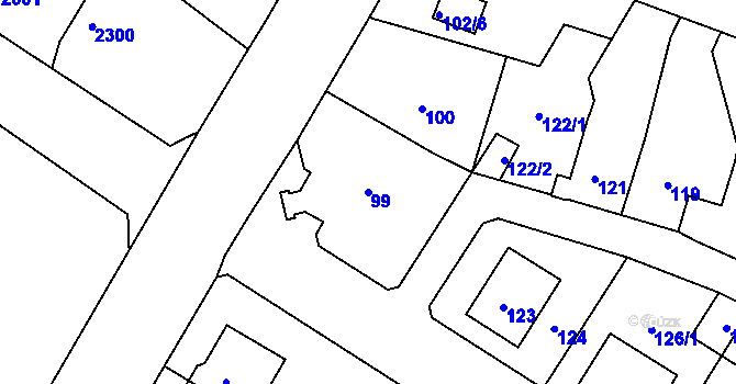 Parcela st. 99 v KÚ Rumburk, Katastrální mapa