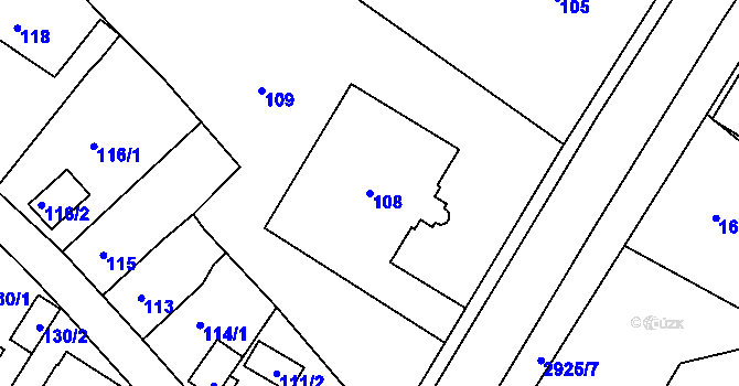 Parcela st. 108 v KÚ Rumburk, Katastrální mapa