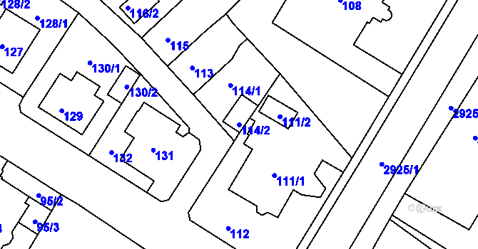Parcela st. 114/2 v KÚ Rumburk, Katastrální mapa