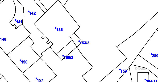 Parcela st. 153/2 v KÚ Rumburk, Katastrální mapa