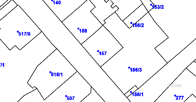Parcela st. 157 v KÚ Rumburk, Katastrální mapa
