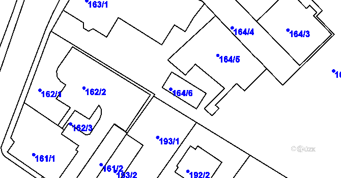 Parcela st. 164/6 v KÚ Rumburk, Katastrální mapa