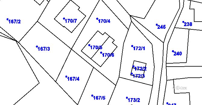 Parcela st. 170/6 v KÚ Rumburk, Katastrální mapa