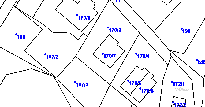 Parcela st. 170/7 v KÚ Rumburk, Katastrální mapa