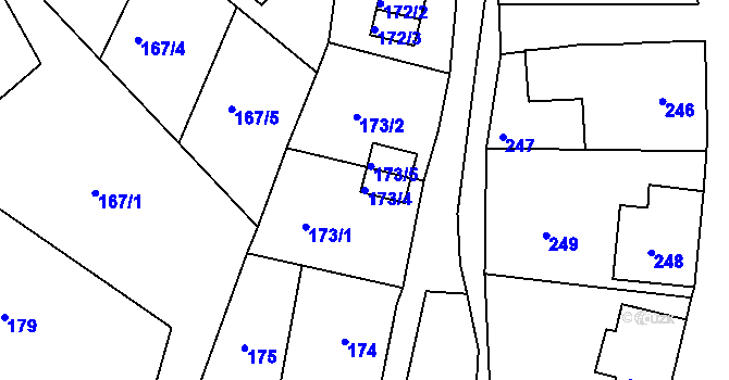 Parcela st. 173/4 v KÚ Rumburk, Katastrální mapa