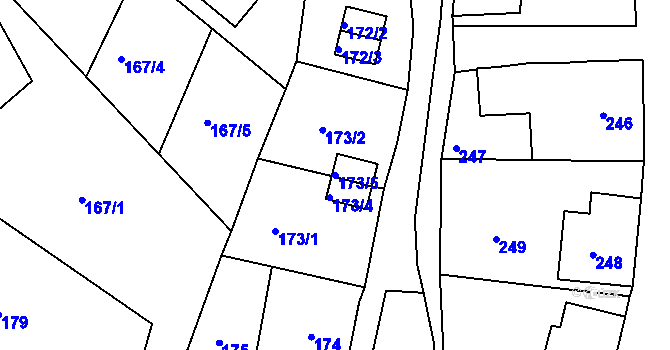 Parcela st. 173/5 v KÚ Rumburk, Katastrální mapa