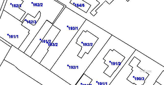 Parcela st. 192/2 v KÚ Rumburk, Katastrální mapa