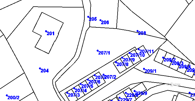 Parcela st. 207/1 v KÚ Rumburk, Katastrální mapa