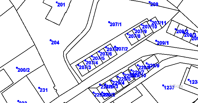 Parcela st. 207/6 v KÚ Rumburk, Katastrální mapa