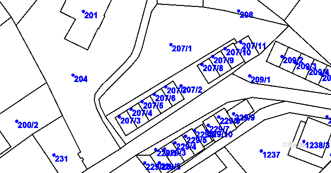 Parcela st. 207/7 v KÚ Rumburk, Katastrální mapa