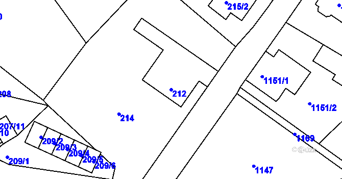 Parcela st. 212 v KÚ Rumburk, Katastrální mapa