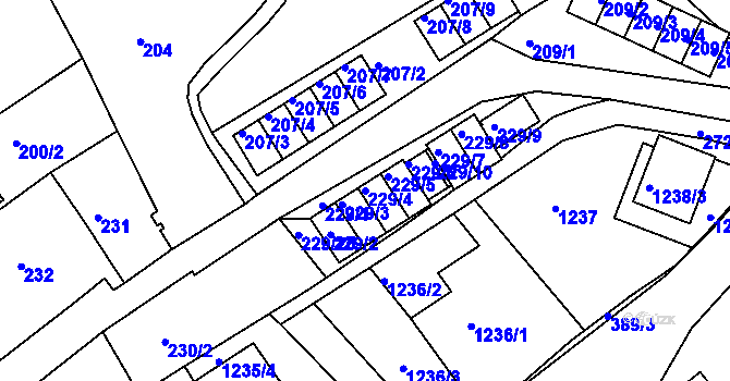 Parcela st. 229/4 v KÚ Rumburk, Katastrální mapa