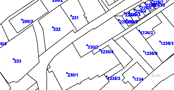 Parcela st. 230/2 v KÚ Rumburk, Katastrální mapa