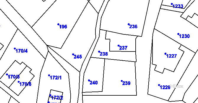 Parcela st. 238 v KÚ Rumburk, Katastrální mapa