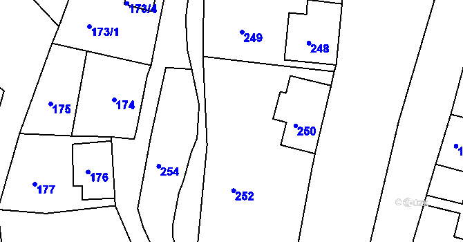Parcela st. 251 v KÚ Rumburk, Katastrální mapa