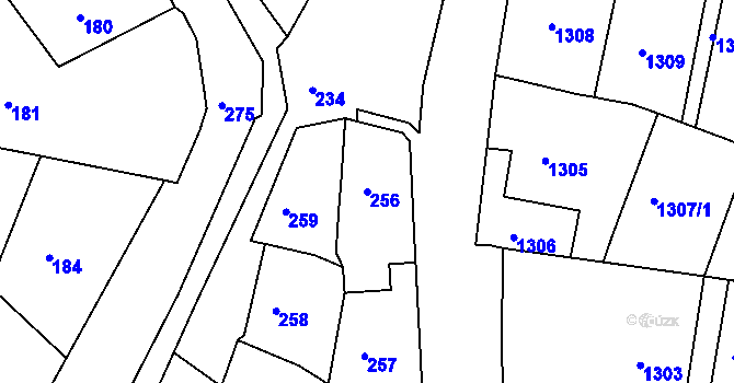 Parcela st. 256 v KÚ Rumburk, Katastrální mapa